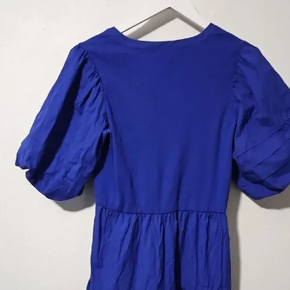 Chico's Royal Blue Tiered Short Sleeve Sleeve Dress - Picture 7 of 8